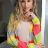 Striped Knit Cardigan: Lightweight Long Sleeve Color Block