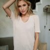Waffle Knit Tunic Top Open Knotted Back Detail