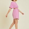 Washed Cotton Mini Dress T Shirt Style Cutout