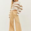 Striped Knit Pullover Oversized Boat Neck Sweater Relaxed