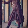 V Neck Boho Long Sleeve Asymmetric Dress With