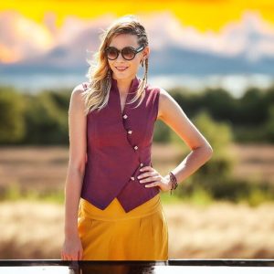 Elegant Cotton Blouse Sleeveless Asymmetrical
